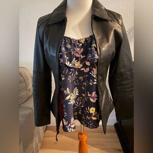 Pelle Studio Black Leather Jacket with Red Lining